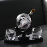 World Map Set Whiskey Bottle and Glass