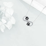 Infinite Love Dog Paw Pendant Necklace with Zirconia