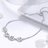 Adjustable Sterling Silver Bracelet with Dog Paw Print