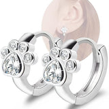 Small hoop earrings with paw print design – Animal-themed hoops for women