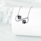 Infinite Love Dog Paw Pendant Necklace with Zirconia