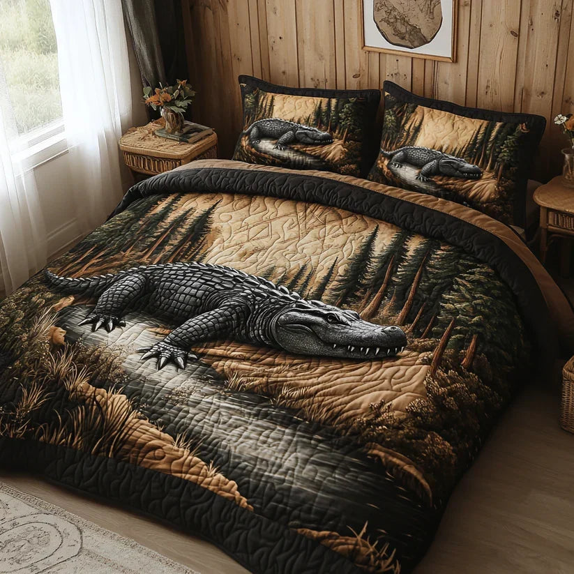 3-Piece Quilted Bed Set - Forest Animals