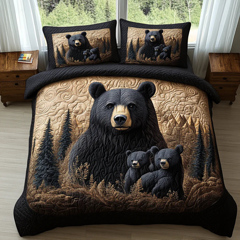 3-Piece Quilted Bed Set - Forest Animals