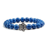 Natural Stone Bracelet with Animal Paw Pendant – Elastic Bead Bracelet for Men and Women