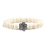 Natural Stone Bracelet with Animal Paw Pendant – Elastic Bead Bracelet for Men and Women
