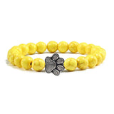 Natural Stone Bracelet with Animal Paw Pendant – Elastic Bead Bracelet for Men and Women
