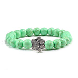 Natural Stone Bracelet with Animal Paw Pendant – Elastic Bead Bracelet for Men and Women