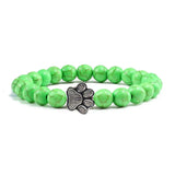 Natural Stone Bracelet with Animal Paw Pendant – Elastic Bead Bracelet for Men and Women