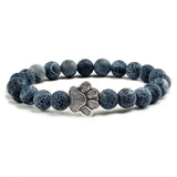 Natural Stone Bracelet with Animal Paw Pendant – Elastic Bead Bracelet for Men and Women