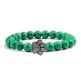 Natural Stone Bracelet with Animal Paw Pendant – Elastic Bead Bracelet for Men and Women