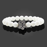 Natural Stone Bracelet with Animal Paw Pendant – Elastic Bead Bracelet for Men and Women