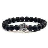 Natural Stone Bracelet with Animal Paw Pendant – Elastic Bead Bracelet for Men and Women