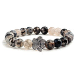 Natural Stone Bracelet with Animal Paw Pendant – Elastic Bead Bracelet for Men and Women