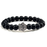 Natural Stone Bracelet with Animal Paw Pendant – Elastic Bead Bracelet for Men and Women