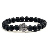 Natural Stone Bracelet with Animal Paw Pendant – Elastic Bead Bracelet for Men and Women