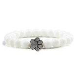 Natural Stone Bracelet with Animal Paw Pendant – Elastic Bead Bracelet for Men and Women