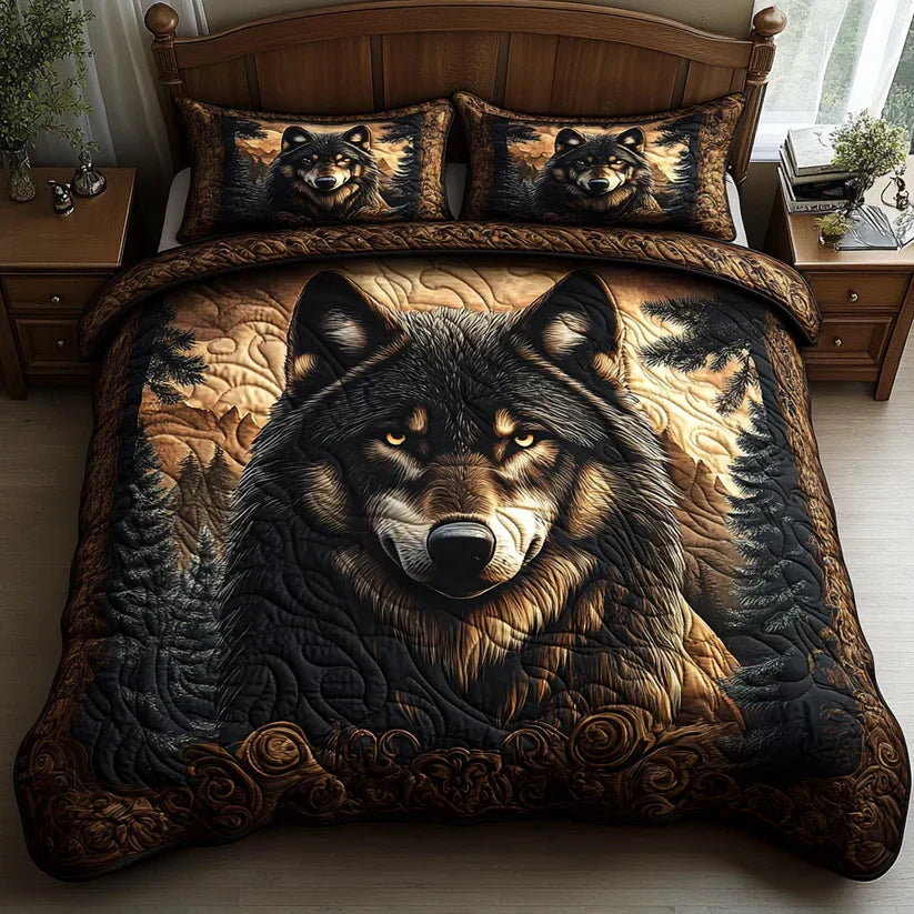 3-Piece Quilted Bed Set - Forest Animals