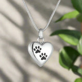 Memorial Pendant with Paws and Heart – Stainless Steel Urn Pendant