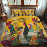 3-Piece Quilted Bed Set - Rooster of the Dawn