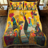 3-Piece Quilted Bed Set - Rooster of the Dawn