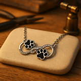 Infinite Love Dog Paw Pendant Necklace with Zirconia