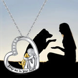 Lucky Heart and Dog Motif Necklace – Sterling Silver Necklace with Zirconia