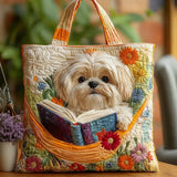 Handmade Bag “Shih Tzu with Book and Flowers”